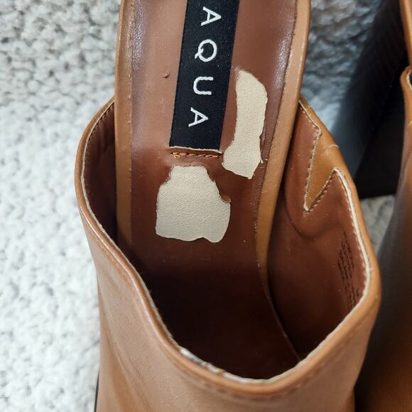 NIB AQUA "MODA" mule clog slips on heeled leather shoes womens size 10M - Picture 6 of 6